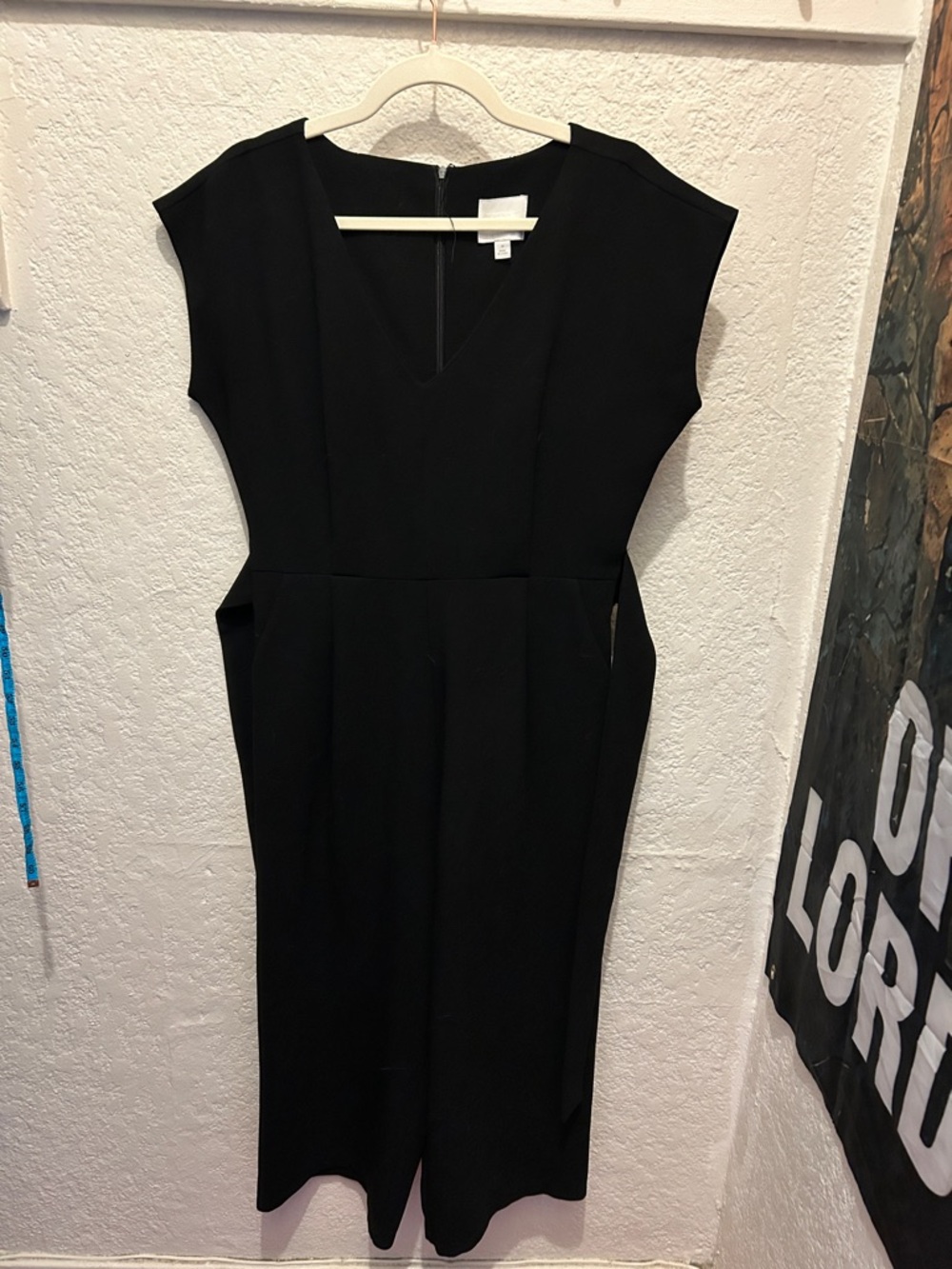 Anthropologie Black V-Neck Cap-Sleeve Jumpsuit